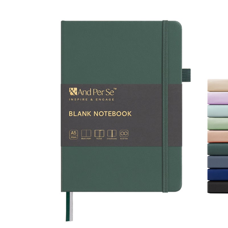 &And Per Se ⩓ Per Se Blank Journal Notebook, 160 Pages, 5.7 x 8 inches College Ruled Thick Paper Notebook Journals for Writing, Hardcover Notebook(1 Pack, green) - Image 1